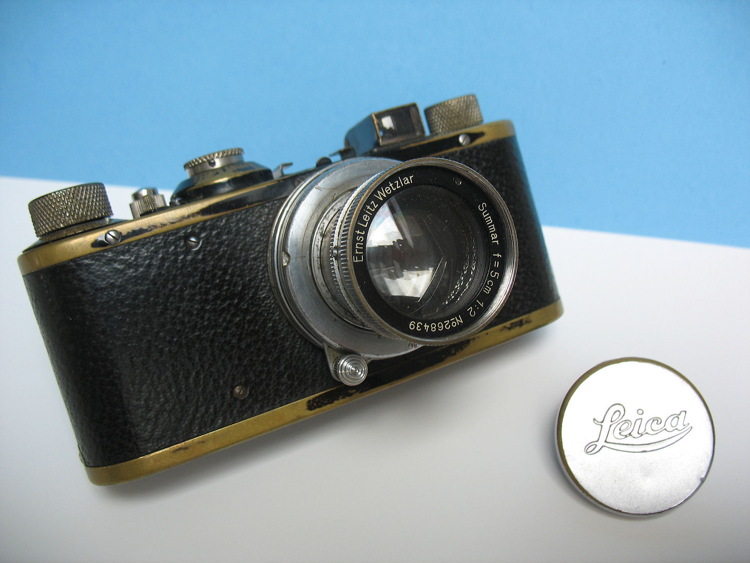 Kinofilmový fotoaparát Leica I Stanislava Šimůnka (foto Jiří Šimůnek, 2021).