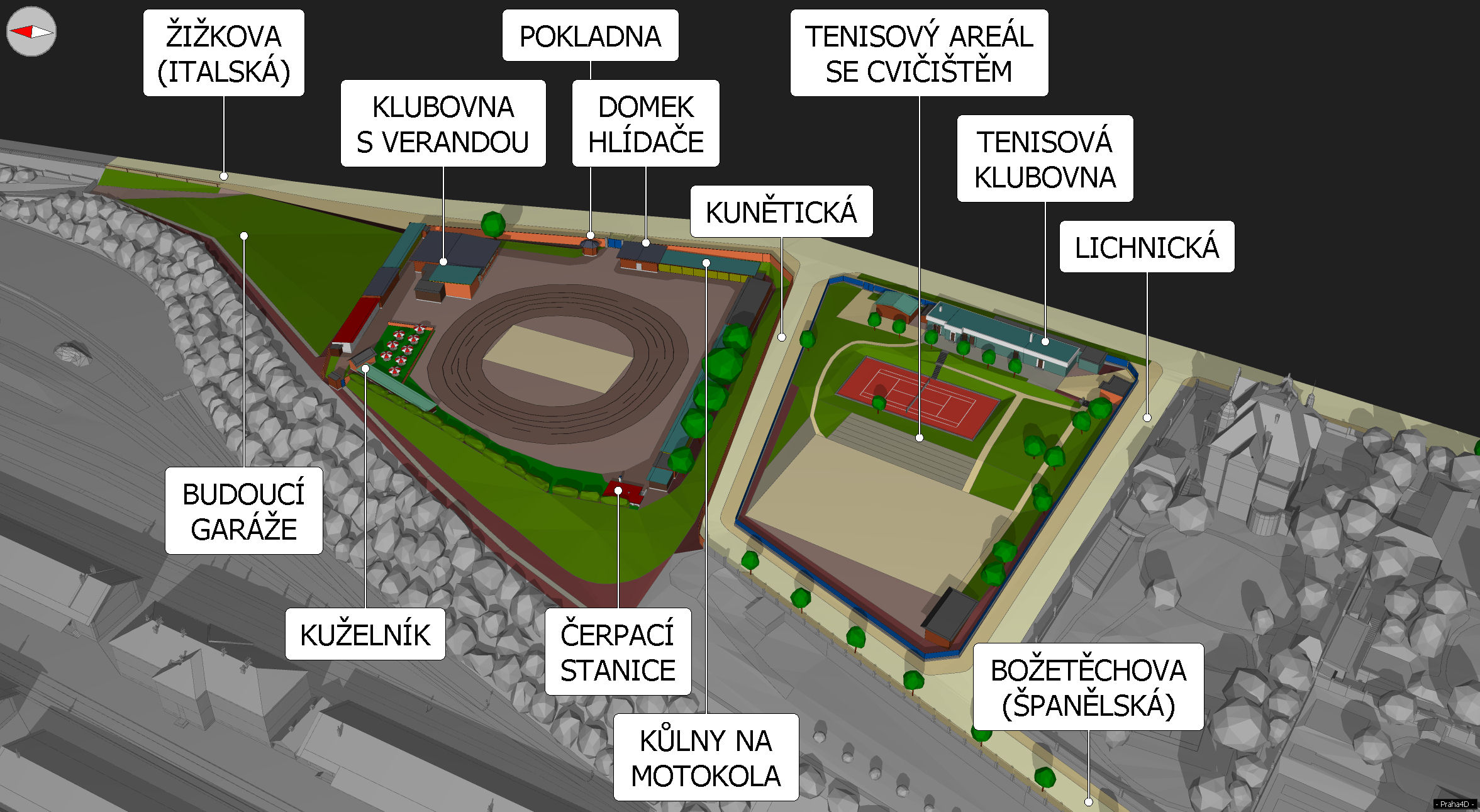 Sportovní areály v Italské.